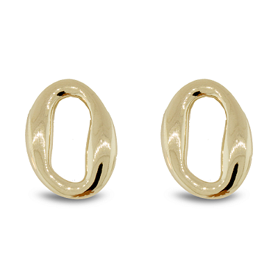 Brinco Oval Orgânico - Semijoia Banhada a Ouro 18K