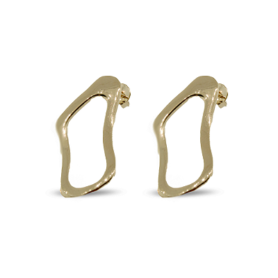 Brinco Orgânico Oval - Semijoia Banhada a Ouro 18K