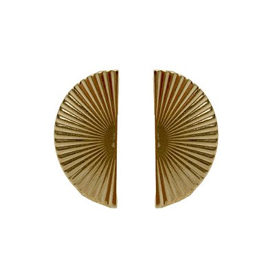 Brinco Meio Leque Trabalhado - Semijoia Banhada a Ouro 18K
