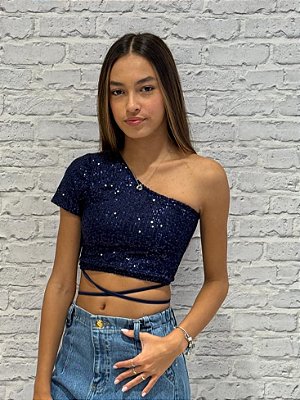 Blusa Meio Ombro Paetê