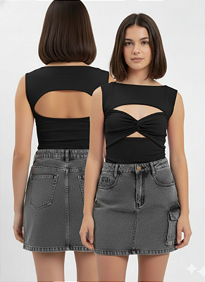 Blusa de Suplex com Recorte Frontal