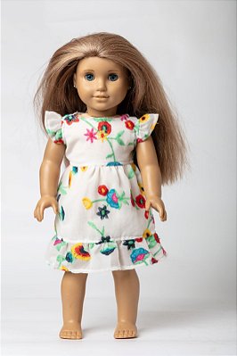Vestido de Boneca American Girl Bordado Colorido