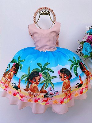 Vestido moana de festa - tam 4 anos - pozinho mágico