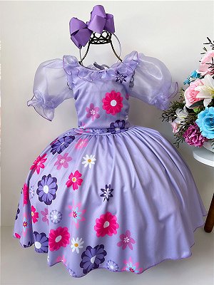 Vestido Jardim encantado Princesa Sofia Rapunzel de Festa Infantil Encanto  Isabela Lilás