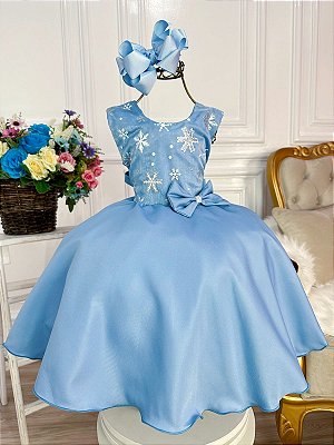 Vestido Infantil Frozen Elsa e Anna Verde Tiffany Strass - Fabuloso Ateliê