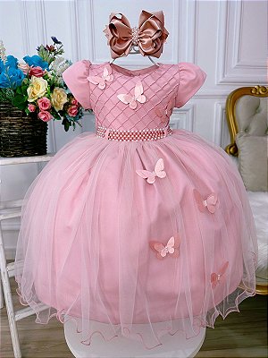 Vestido Princesa Jardim Encantado Rosa Bebê - Fabuloso Ateliê