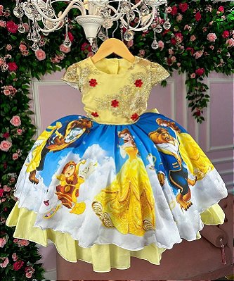 Vestido Infantil Frozen e Olaf Princesas Broche de Laço - Fabuloso Ateliê