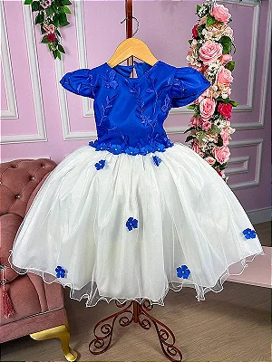 Vestido Infantil Princesa Cinderela Renda Azul Luxo - Fabuloso Ateliê