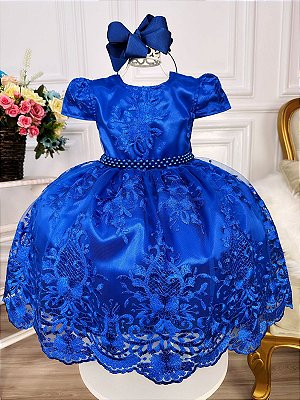 Vestido Bebê Vermelho Renda Princesa Realeza Laço Babados