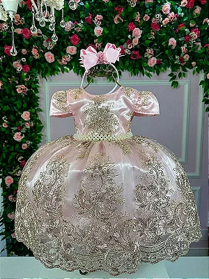 Vestido Infantil Azul Damas de Honra Renda Pérolas - Fabuloso Ateliê