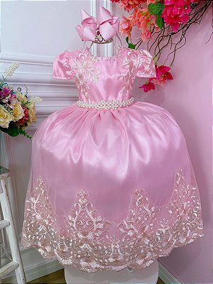 Vestido Infantil Princesa Sofia Lilás C/ Cinto de Pérolas - Rosa Charmosa  Atacado