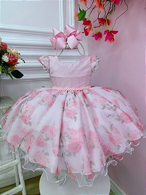 Vestido Infantil Moana Baby Pêssego Luxo Festa - Fabuloso Ateliê