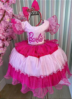 Body fantasia barbie luxo roupa infantil barbie menina rosa