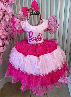 Body Fantasia Barbie Luxo Roupa Infantil Barbie Menina Rosa