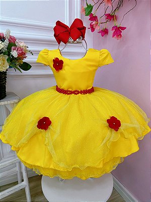 Vestido Infantil Lilás Princesa Sofia Apliques de Flores - Fabuloso Ateliê