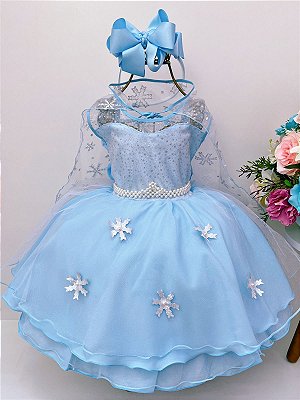 Vestido Infantil Frozen Elsa e Anna Verde Tiffany Strass - Fabuloso Ateliê