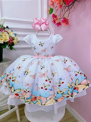 Vestido Infantil Princesa Cinderela Azul C/ Peito Strass