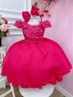 Vestido de Renda Bebê Princesa Babados Lacinhos no Ombro