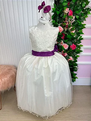 FANTASIA VESTIDO LONGO ROXO LILAS TULE PRINCESINHA SOFIA LUX