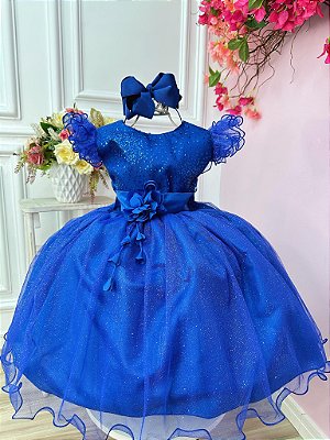 Vestido Infantil Princesa Cinderela Renda Azul Luxo - Fabuloso Ateliê