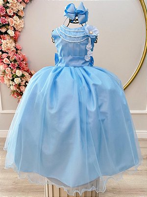 Vestido Infantil Azul Royal e OFF Damas Honra Casamento - Fabuloso Ateliê