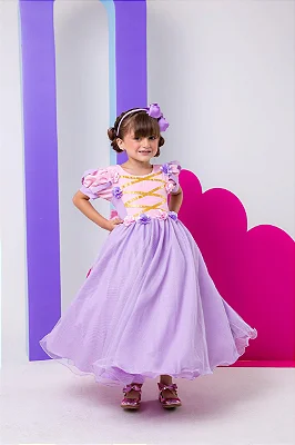 Vestido Infantil Longo Luxo Rapunzel