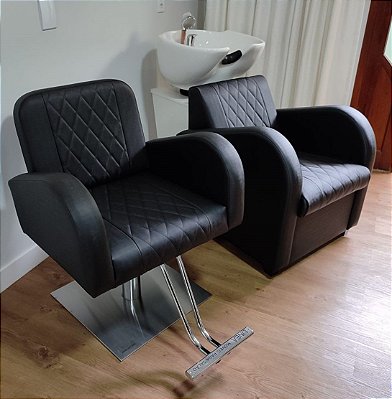 Combo Duplo Sofia Glamour - Poltrona de Corte - Base Inox