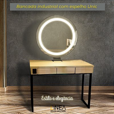 Bancada Estilo Industrial com Espelho com 1 Lugar
