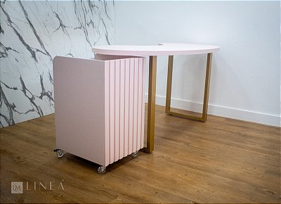 Mesa Meia Lua (Estilo Meia Lua)+ carrinho auxiliar com gavetas