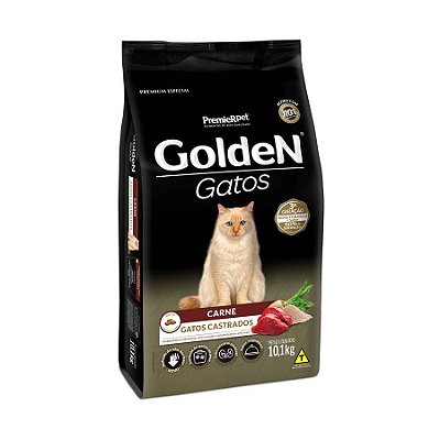 Ração Golden para Gatos Adultos Castrados Sabor Carne 10,1kg