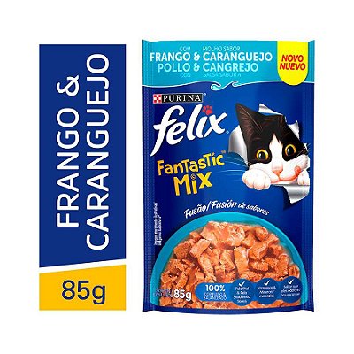 Ração Úmida Nestlé Purina Felix Fantastic Deli para Gatos Adultos Mix Frango e Caranguejo 85g