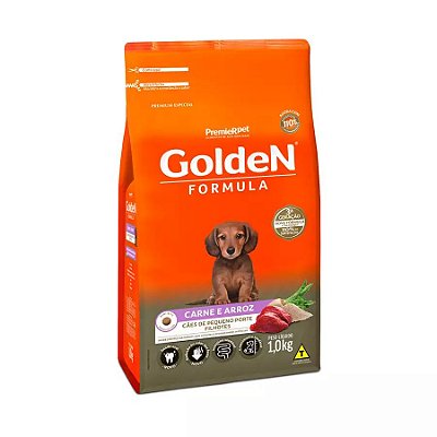 Ração Golden Fórmula Mini Bits Para Cães Filhotes Raças Pequenas Sabor Carne e Arroz 1kg