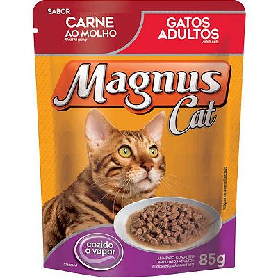 Ração Úmida Magnus Sachê Magnus Para Gatos Sabor Carne Ao Molho - 85g