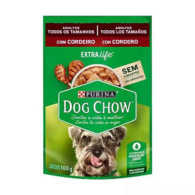 Ração Úmida Nestlé Purina Dog Chow para Cães Adultos Sabor Cordeiro 100g