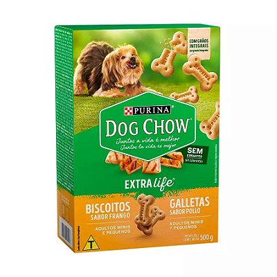 Biscoito Dog Chow Carinhos Integral Mini para Cães de Raças Pequenas Sabor Frango 500g