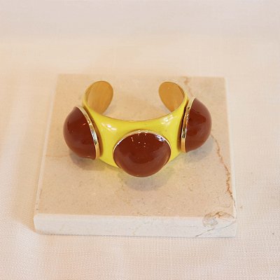 Bracelete Três Bolas Color - Amarelo Girassol c/ Caramelo
