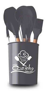 Jogo de utensílios em silicone 7 Peças Cinza: elegância e eficiência na sua cozinha