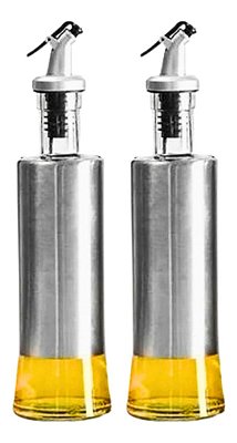 Galheteiro Porta Azeite Dispenser Vinagre De Vidro E Inox 2 Unids