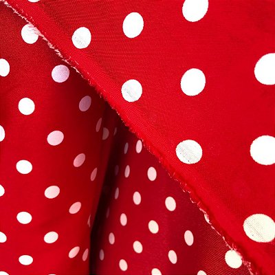 Oxford Estampado - Fundo Vermelho Bolinhas Brancas