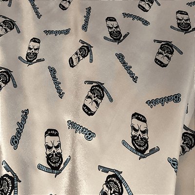 Cetim Estampado - Barbers Fundo Branco