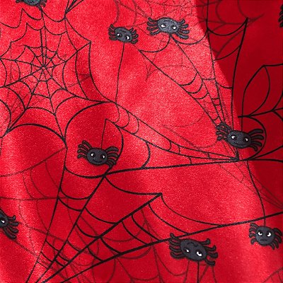 Cetim Estampado - Aranha Fundo Vermelho