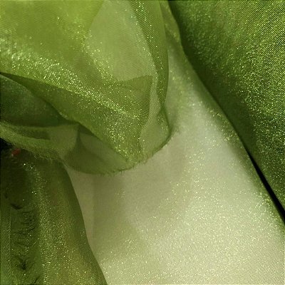 Organza Cristal - Verde Militar - 1,50m de Largura