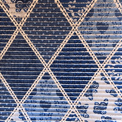 Passadeira Antiderrapante Tapete Duna Soft - Patchwork Azul - 43cm de Largura
