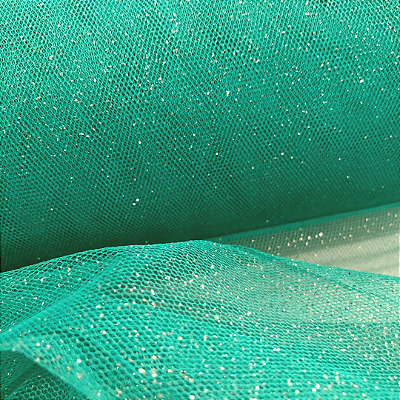 Tule Glitter - Verde Tiffany - 1,47m de Largura