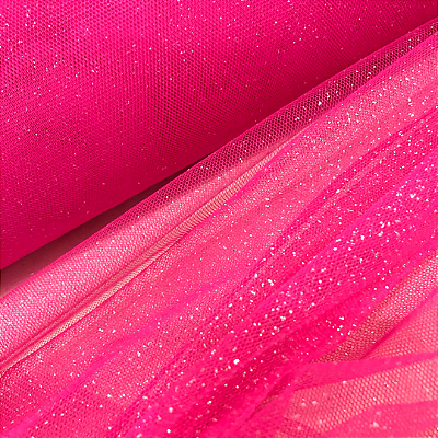 Tule Glitter - Rosa Pink - 1,47m de Largura