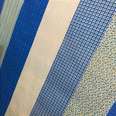 Tricoline Estampado 100% Algodão - Patchwork Listrado Azul Royal