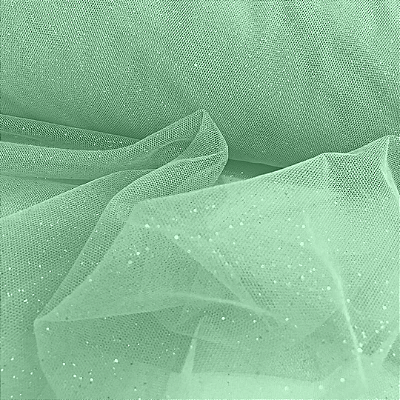 Tule Glitter - Verde Claro - 1,47m de Largura