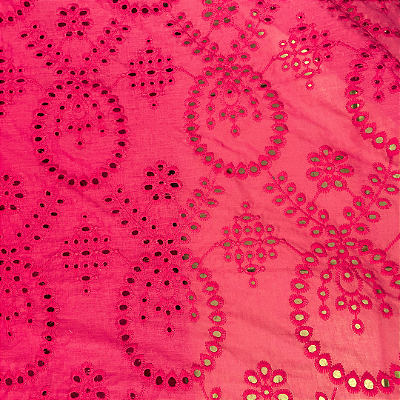 Laise Bordado 100% Algodão - Bolha Floral Pink - 1,40m de Largura
