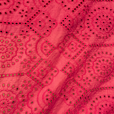 Laise Bordado 100% Algodão - Geométrico Floral Pink - 1,40m de Largura