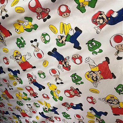 Tricoline Estampado Misto - Super Mario